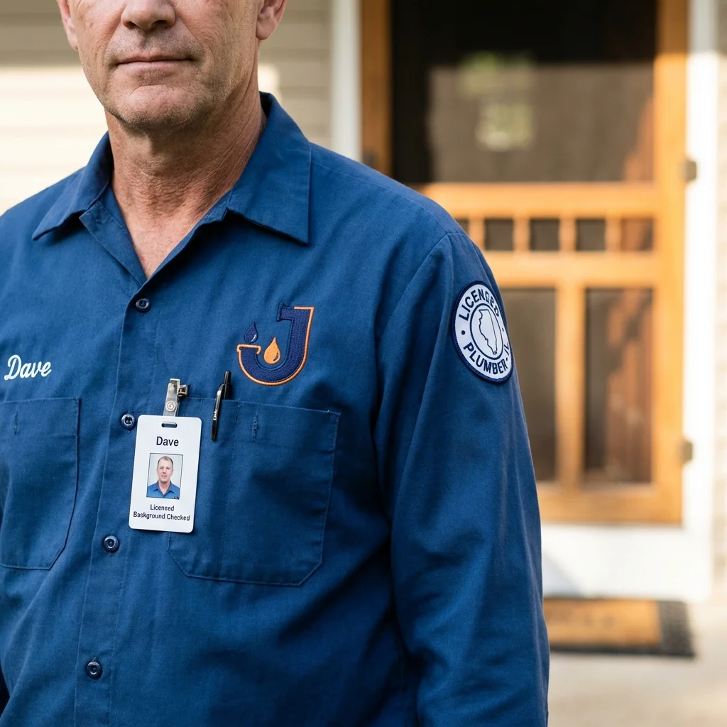 Licensed plumber showing ID badge in Clinton, MT