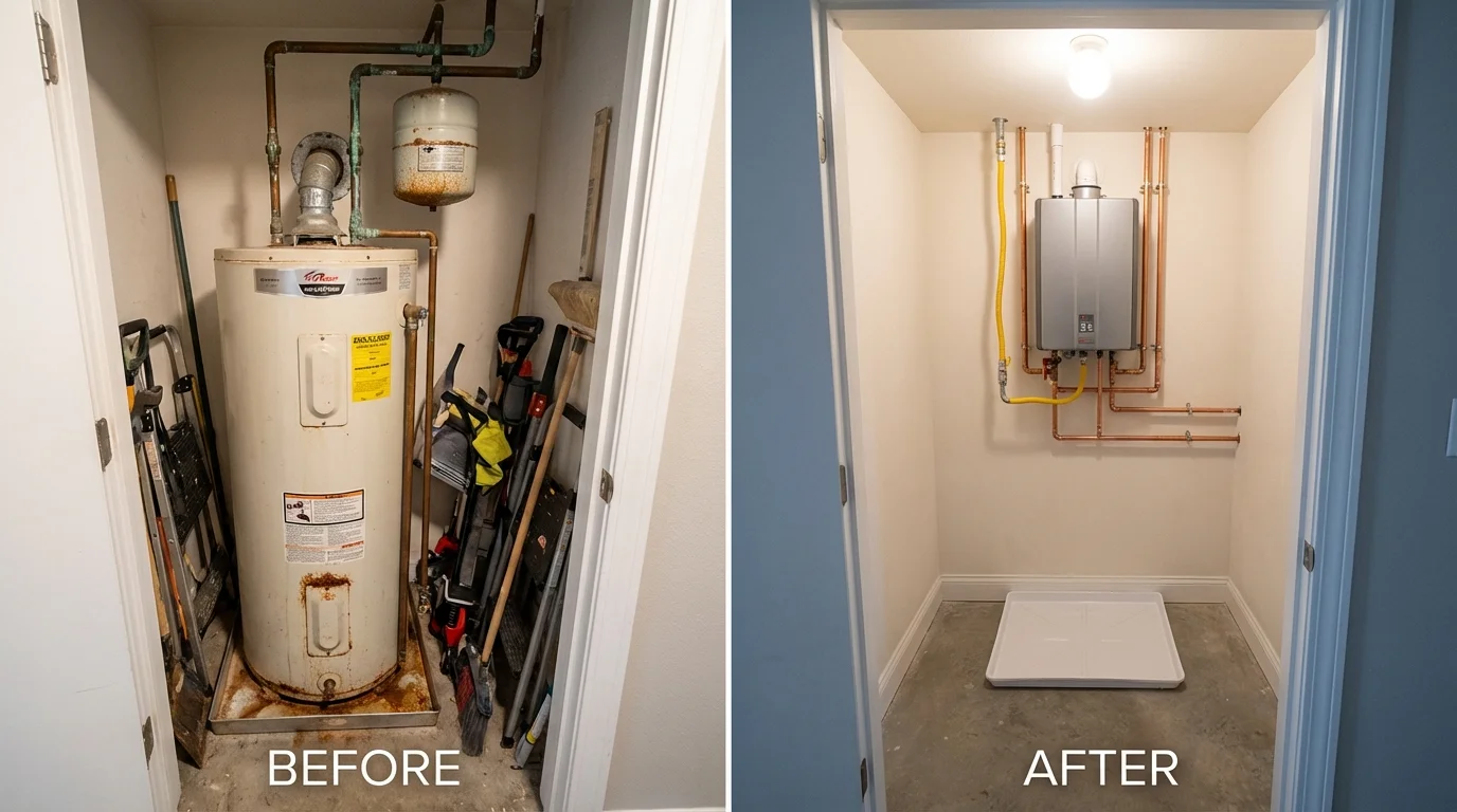 Tank water heater versus wall-mounted tankless unit comparison for Clinton, MT homeowners